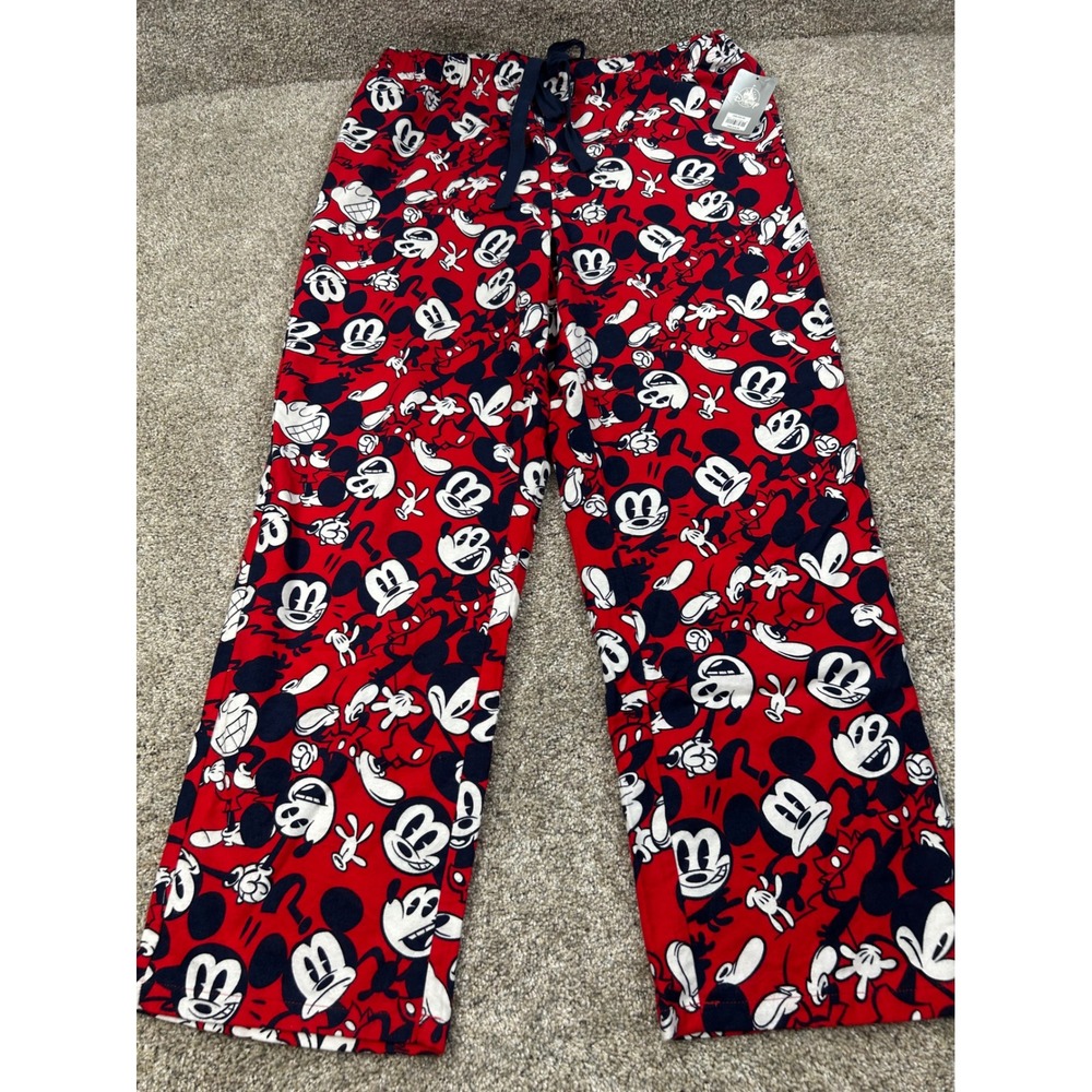 Disney Store Mickey Mouse Pajama Pants Red Blue All Over Print XL NWT #0792